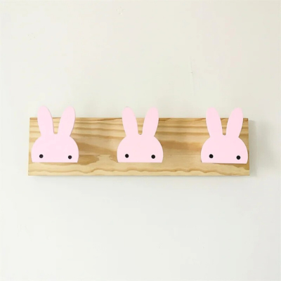 Porte-manteau-enfant-lapin-rose