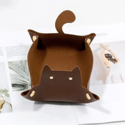 Vide-poche-chat-marron