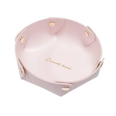 Vide-poche-cuir-rond-rose-pale