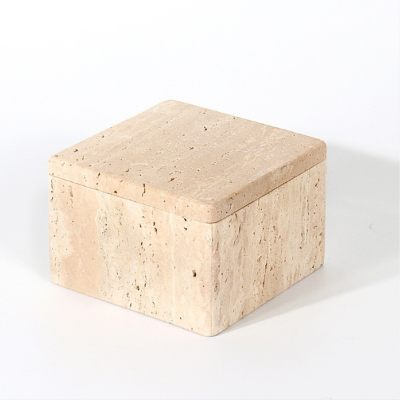 boite rangement clés carrée travertin naturel