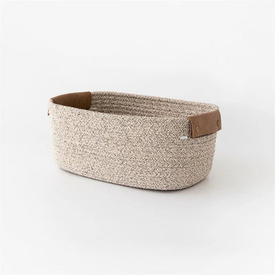 panier rangement corde coton tissé beige