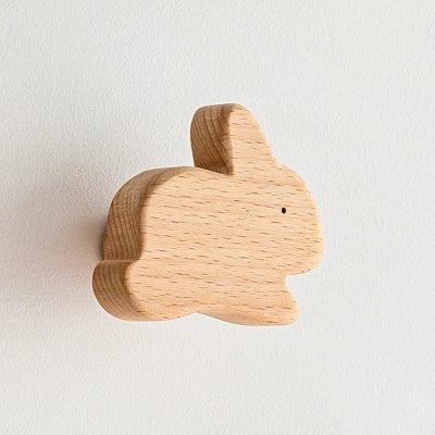 patère en bois forme lapin