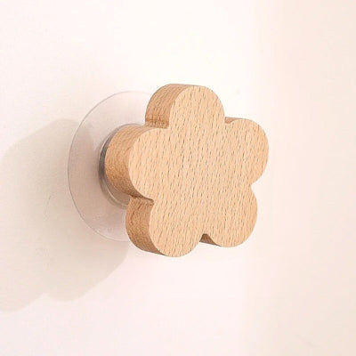patère en bois naturel forme fleur