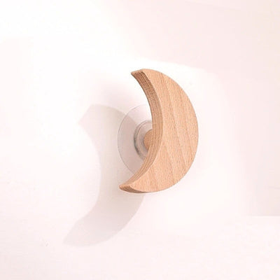 patère en bois naturel forme lune