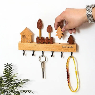 main construit porte clé mural paysage arbres