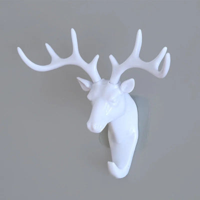 porte clés mural résine tête de cerf blanc