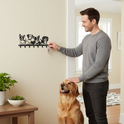 porte cles mural bebe chiens cœur robuste