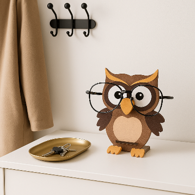 porte lunette bois forme hibou dans entrée maison