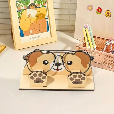 porte lunettes en bois animal chien
