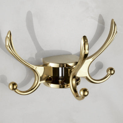 porte manteau mural doré crochets pivotants pratique