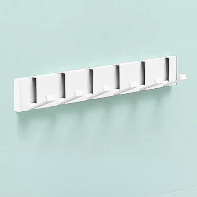 porte manteau mural blanc six crochets rétractables