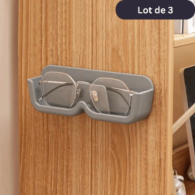 Support plastique gris pour lunettes fixé côté meuble