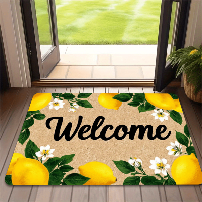 tapis d entrée intérieur lemonbloom citrons fleuris