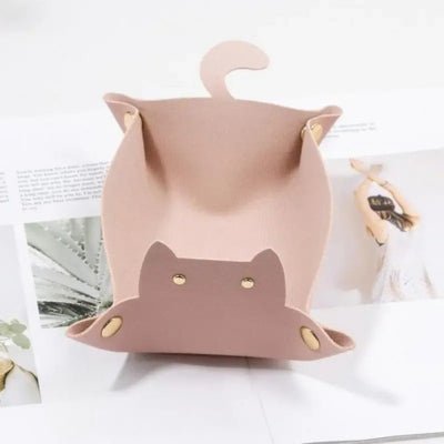 Vide-poche-chat-rose