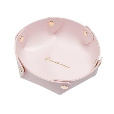 Vide-poche-cuir-rond-rose-pale