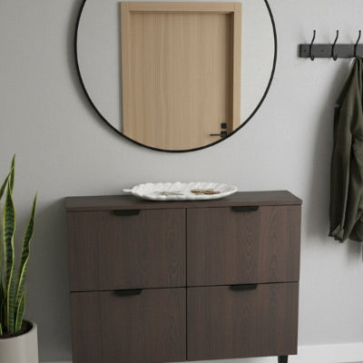 vide poche plume lanche sur console entrée maison miroir