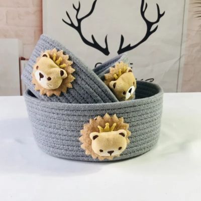 Panier-rangement-bebe-animaux-gris