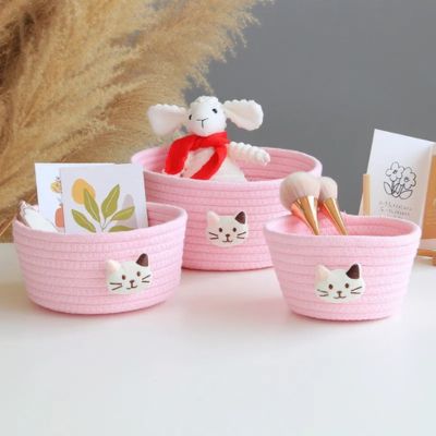 Panier-rangement-bebe-animaux-rose