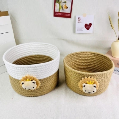 Panier-rangement-bebe-lion-beige