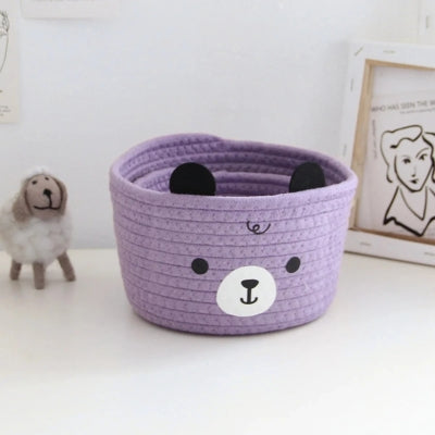 Panier-rangement-bebe-ourson-violet