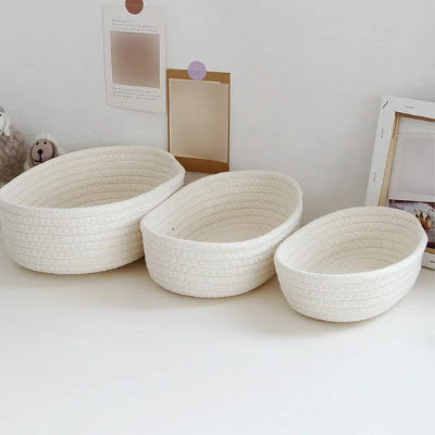 Panier rangement style nordique coloris blanc naturel