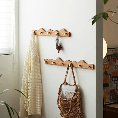 sac clés veste suspendus porte manteau bois cerisier