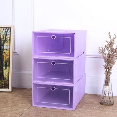 boite a chaussure violet empilées cadre peinture plante