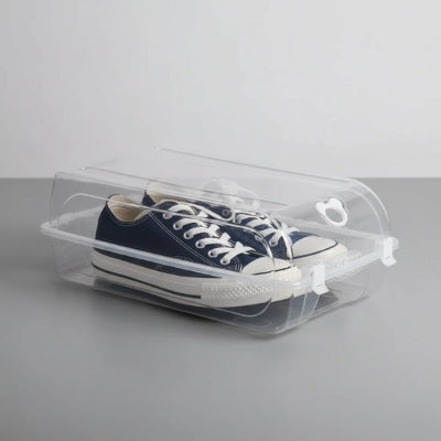 boite plastique transparente rangement chaussure attaches blanches