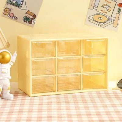 Boite-de-rangement-en-plastique-9-tiroirs-jaune