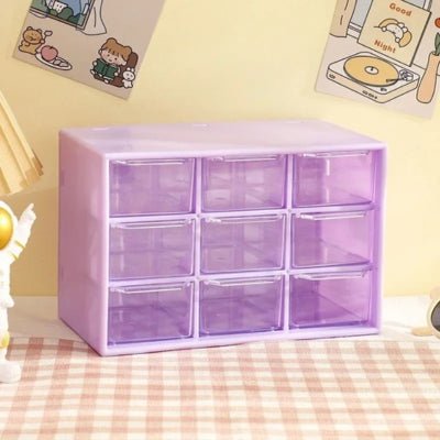 Boite-de-rangement-en-plastique-9-tiroirs-violet
