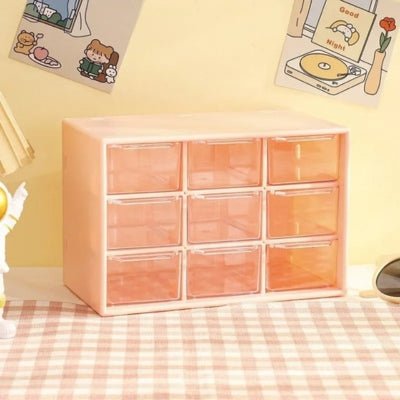 Boite-de-rangement-en-plastique-9-tiroirs-rose