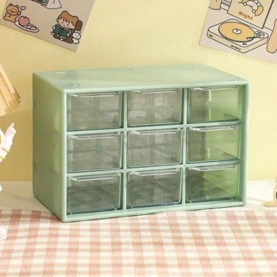 Boite-de-rangement-en-plastique-9-tiroirs-vert