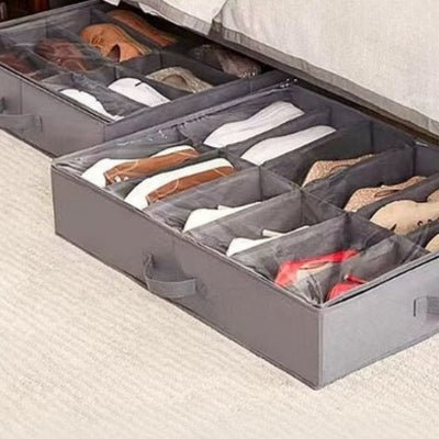 Boite-rangement-chaussures-tiroir-gris