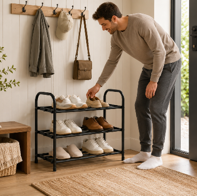etagères à chaussures extendrack 3 étages fer noir