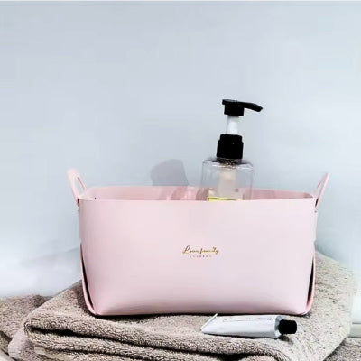 panier de rangement cuir coloris rose