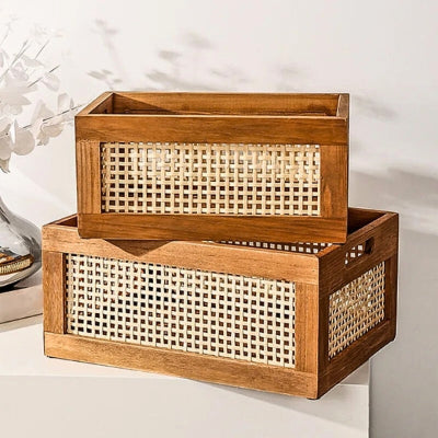 panier de rangement osier bambou écologique naturel deux dimensions