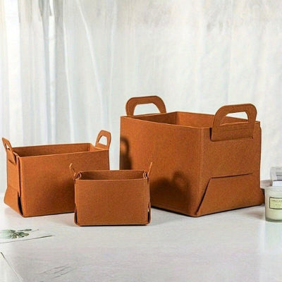 panier rangement pliable feutre camel différentes dimensions