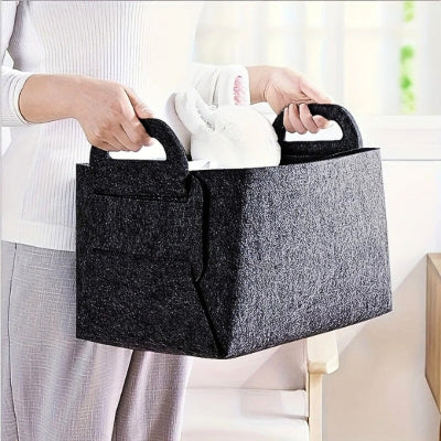 femme porte panier rangement feutre pliable gris lapin peluche
