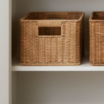 panier rangement osier naturel rectangulaire coloris clair