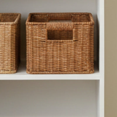 panier rangement osier naturel rectangulaire coloris foncé
