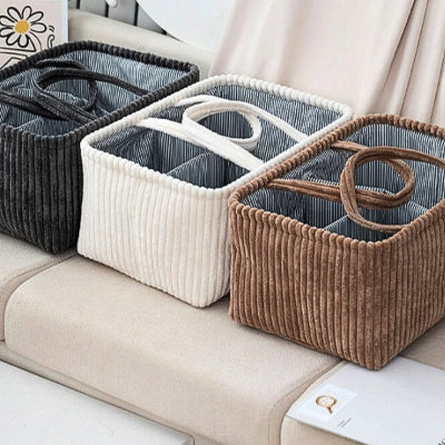 paniers rangement velours coloris blanc gris marron