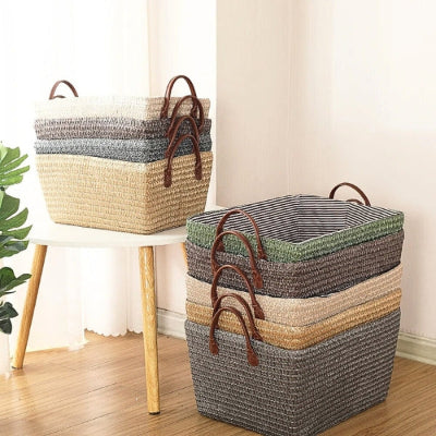 panier rangement osier zen empilés plusieurs coloris possibles