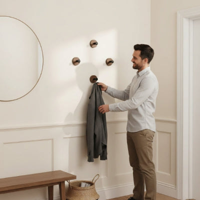 patère en bois chêne noyer rond crochet rond esthétique