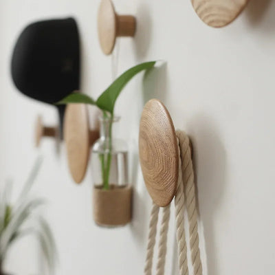 chapeau plante suspendus patère en bois ronde