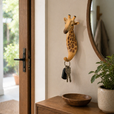 porte cle mur giraffekey décoratif