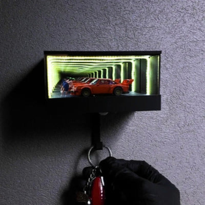 voiture rouge dans porte-clé mural décoratif garage lumineux
