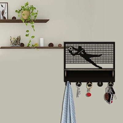 porte clés mural personnalisé gardien foot bois noir