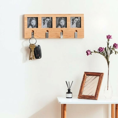 porte clé mural personnalisé cadre photo roses violettes