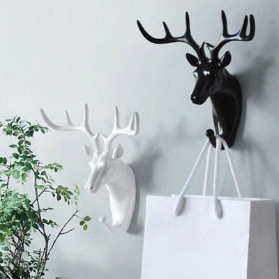 sac pendu porte cle mural tete cerf blanc noir