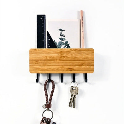 porte clés mural bambou crochets noirs